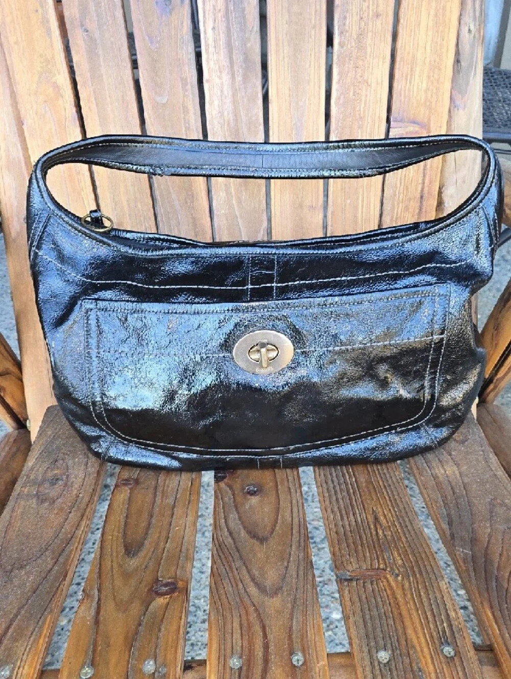 Coach Black Patent Leather Shoulder Bag